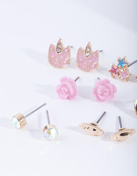 Kids Gold Planet Stud Earring 6 Pack - link has visual effect only