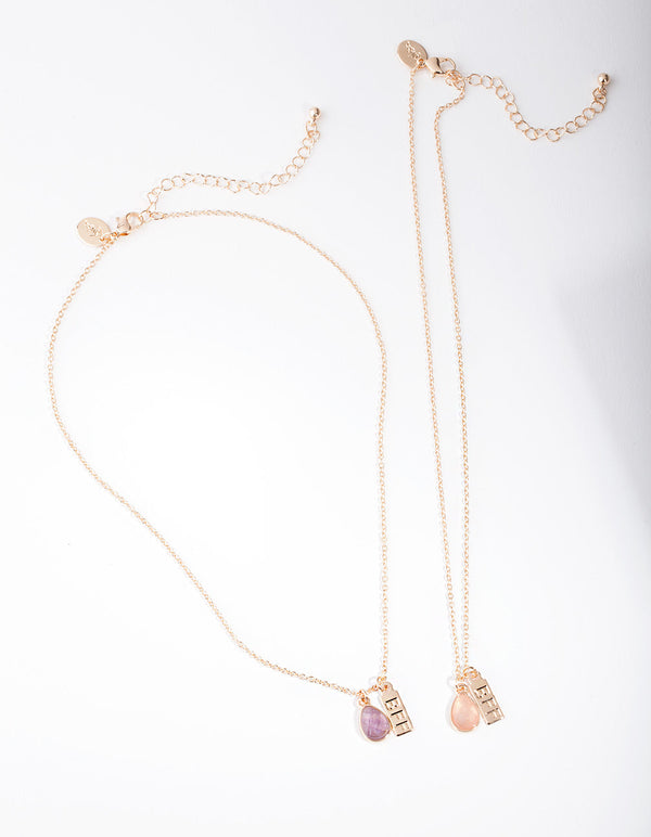 Kids Multi Semi-Precious Necklace 2 Pack