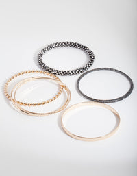 Black and Gold Diamante Bangle 7 Pack - link has visual effect only
