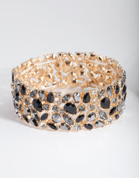 Black and Gold Stone Cluster Stretch Bangle - link has visual effect only