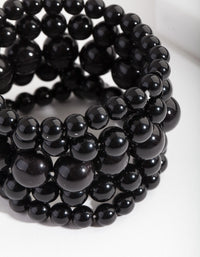 Black Bead Stretch Bracelet 5 Pack - link has visual effect only