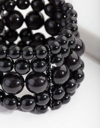 Black Bead Stretch Bracelet 5 Pack - link has visual effect only