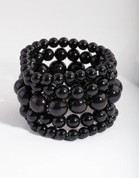 Black Bead Stretch Bracelet 5 Pack - link has visual effect only