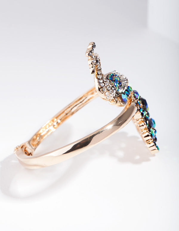 Gold Rainbow Peacock Bangle