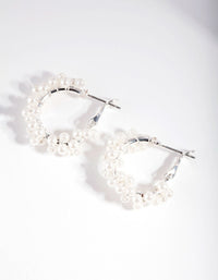 Pearly Bead Cluster Hoop Earrings - link has visual effect only