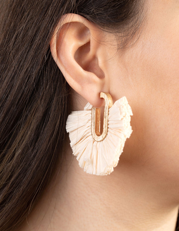Raffia Fan Hoop Earrings
