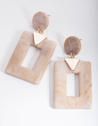 Brown Open Square Drop Earrings - link has visual effect only
