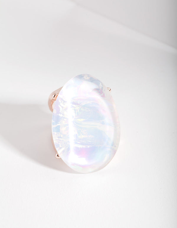 Rose Gold White Cocktail Ring