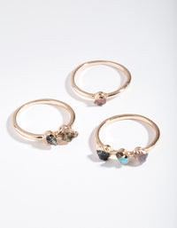 Gold Raw Stone Mixed Ring Pack - link has visual effect only