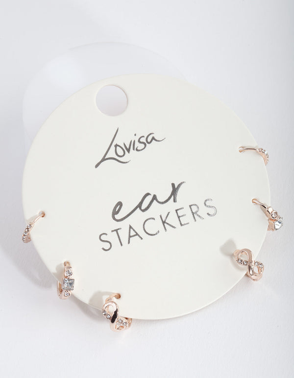 Rose Gold Huggie Earring Stack Pack