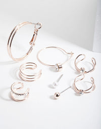 Rose Gold Fine Lines Cuff and Earring Pack - link has visual effect only