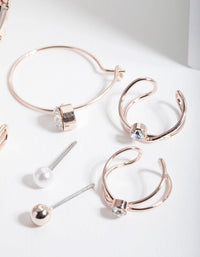 Rose Gold Fine Lines Cuff and Earring Pack - link has visual effect only