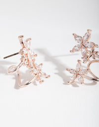 Rose Gold Cubic Zirconia Flower Crawler Earrings - link has visual effect only