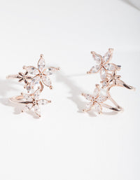 Rose Gold Cubic Zirconia Flower Crawler Earrings - link has visual effect only