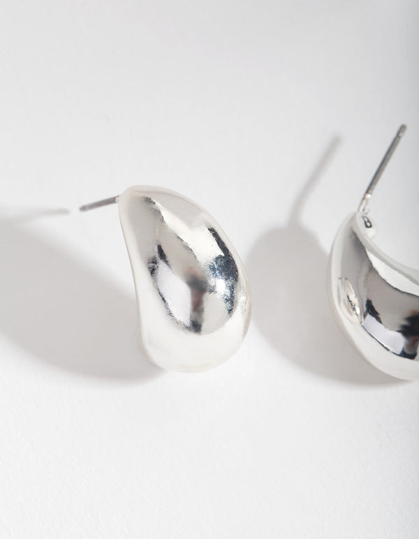 Silver Chunky Open Hoop Earrings