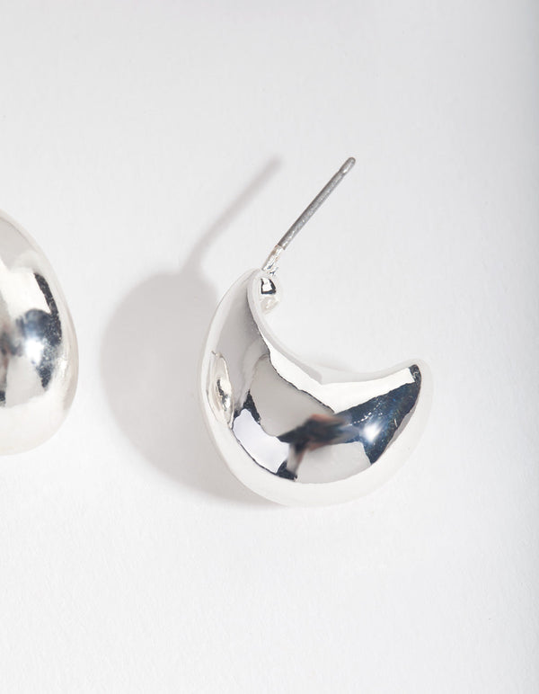 Silver Chunky Open Hoop Earrings