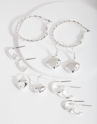 Silver Mixed Heart Earring Pack - link has visual effect only