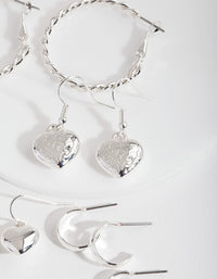 Silver Mixed Heart Earring Pack - link has visual effect only