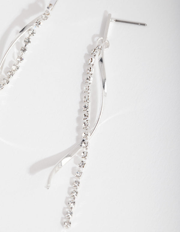Silver Chain Twist Earrings