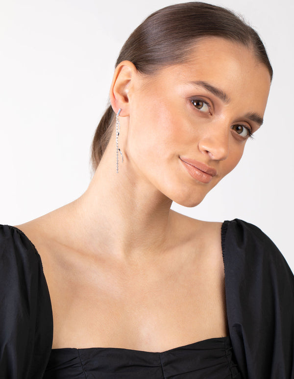Silver Chain Twist Earrings