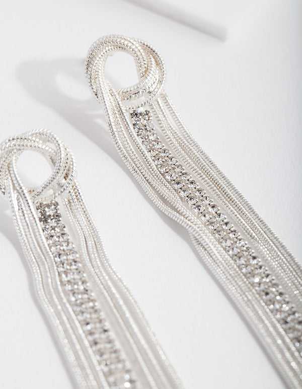 Silver Snake Chain Drop Earrings