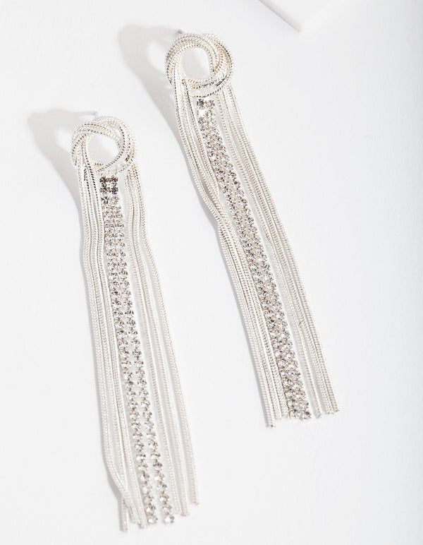 Silver Snake Chain Drop Earrings
