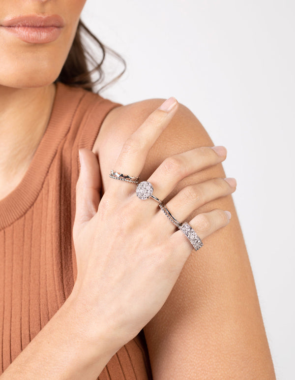 Rhodium Texture 21-Pack Rings