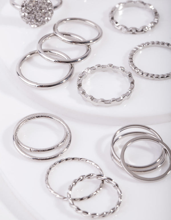 Rhodium Texture 21-Pack Rings