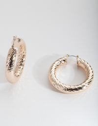 Gold Chunky Etched Hoop Earrings - link has visual effect only