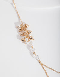 Gold Long Bead Textured Charm Necklace - link has visual effect only