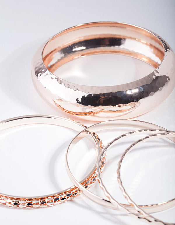 Rose Gold Molten Bangle 5 Pack
