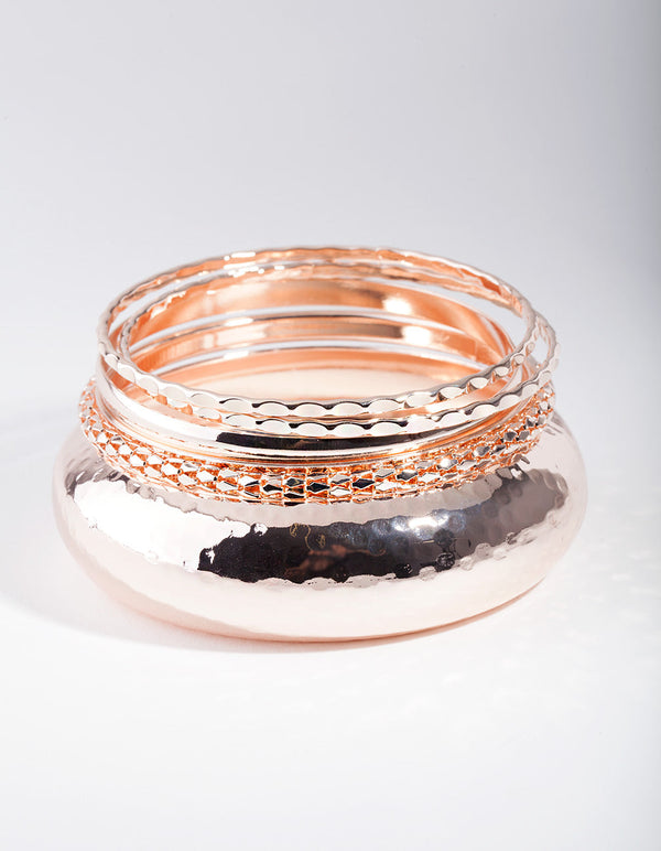 Rose Gold Molten Bangle 5 Pack
