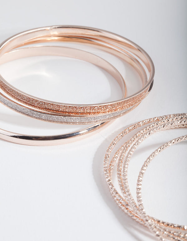 Rose Gold Mixed Bangle Pack