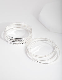 Silver Textured Bangle 8 Pack - link has visual effect only