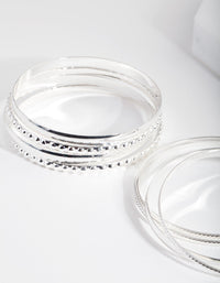 Silver Textured Bangle 8 Pack - link has visual effect only