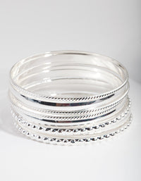 Silver Textured Bangle 8 Pack - link has visual effect only