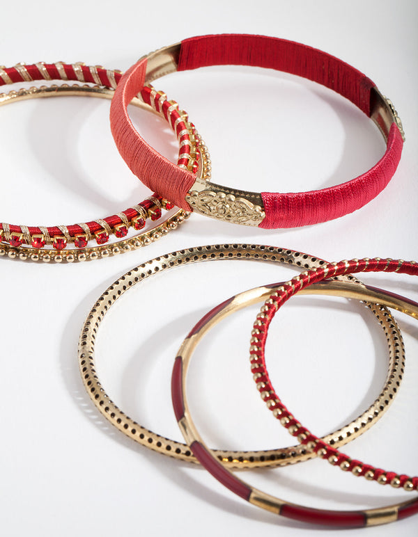 Red Mixed Bangle Pack