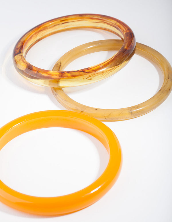 Yellow Brown Bangle 3 Pack