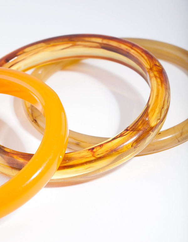 Yellow Brown Bangle 3 Pack