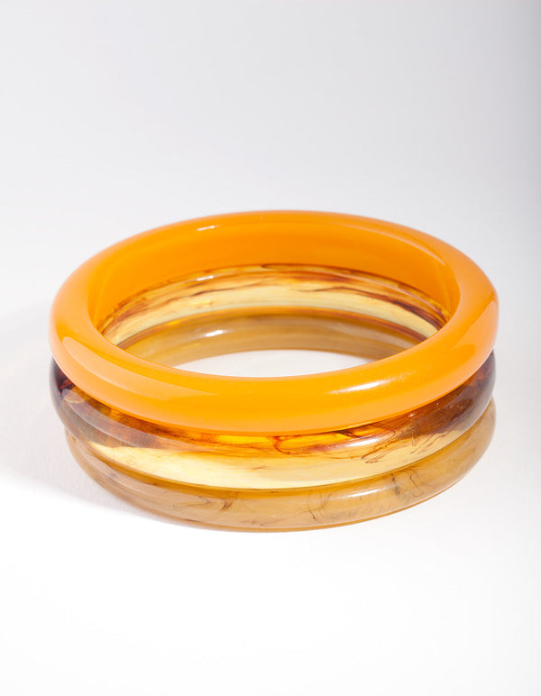 Yellow Brown Bangle 3 Pack