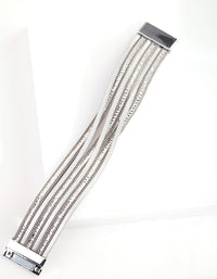 Silver Diamante Leatherette Bracelet - link has visual effect only