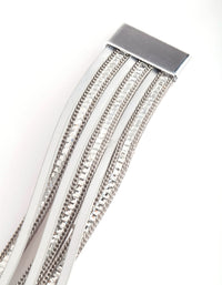Silver Diamante Leatherette Bracelet - link has visual effect only