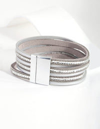 Silver Diamante Leatherette Bracelet - link has visual effect only
