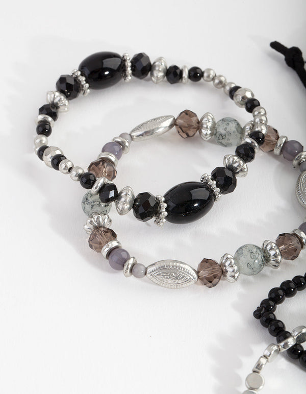 Black Stretch Mixed Bangle Pack
