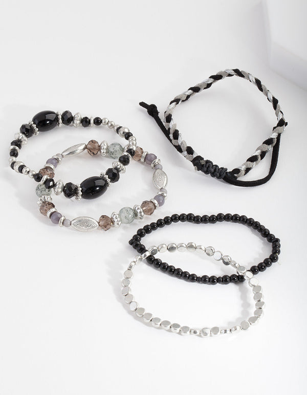Black Stretch Mixed Bangle Pack