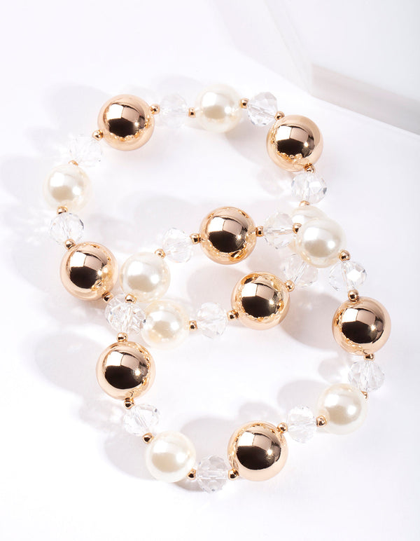 Bransoletka z pereł w kolorze złotym (2 sztuki)