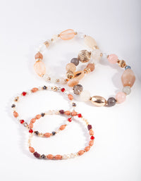 Gold Multi Neutral Bead Bracelet 4 Pack - link has visual effect only