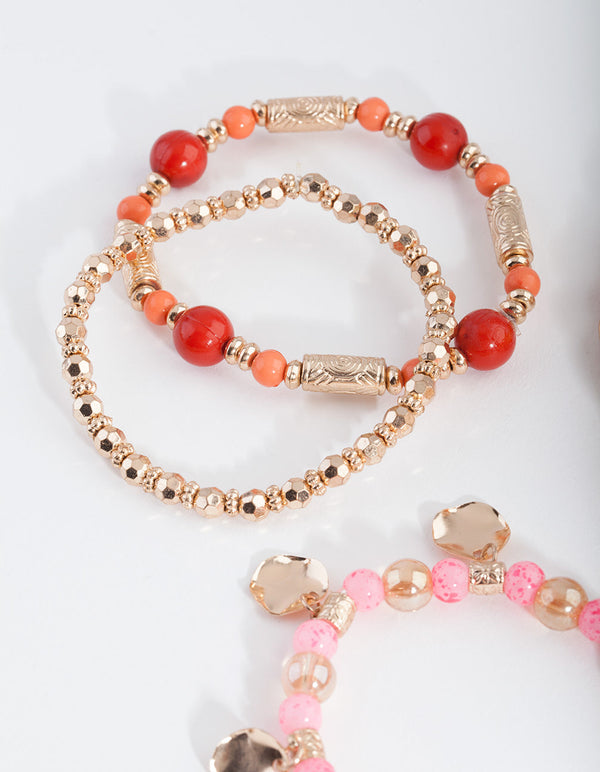 Orange Stretch Mixed Bangle Pack