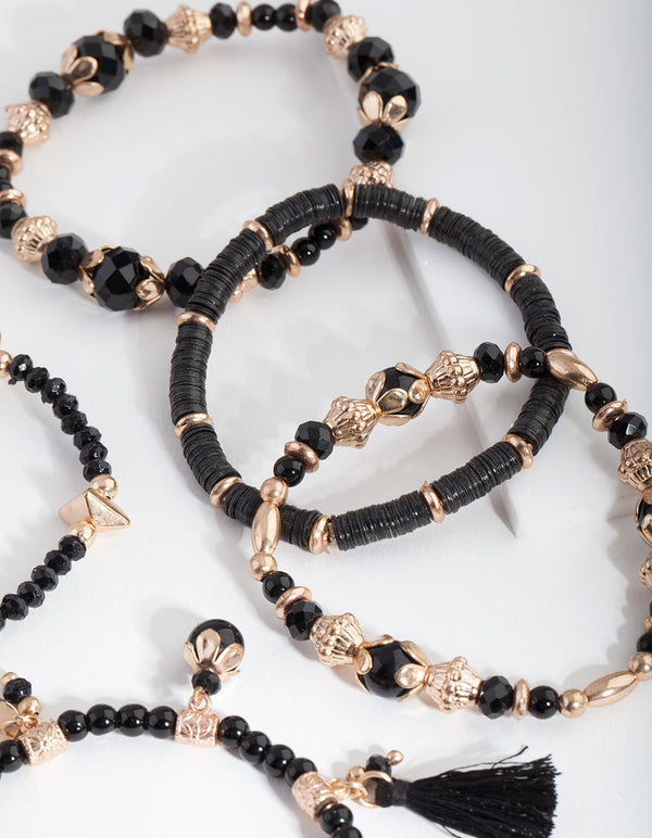 Black Stretch Mixed Bangle Pack