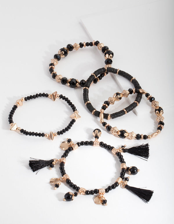 Black Stretch Mixed Bangle Pack